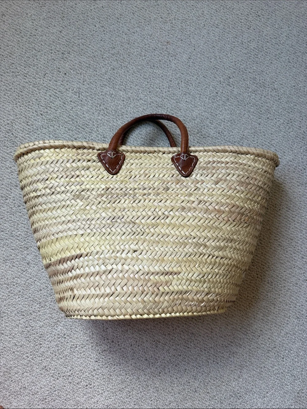 Emerson Fry Natural Woven Straw Tote with Brown Leather Handles - Picture 3 of 8